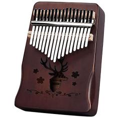 Piano de polegar Kalimba de 17 teclas, corpo de mogno, martelo de dublagem de piano de dedo, instrumento de marimba para iniciantes amantes de música madeira de mogno, com martelo de afinação (18 cm x