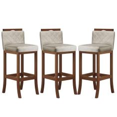 Kit com 3 Banquetas Alta com Matelassê Pinhão