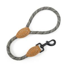 Mile High Life Coleira curta para cães grandes, coleira de corda curta para cães com fecho resistente de metal resistente, conexão personalizada de couro genuíno (branca, 45 cm)