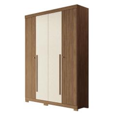 Guarda Roupa Solteiro Buriti Ripado 4 Portas com Pés - Santos Andirá