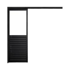 Porta de Correr Veneziana de Aluminio 215x90cm Suspensa Preto