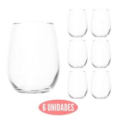 Conjunto 6 Copos Vidro 450ml California Redondo Transparente - PRATICA