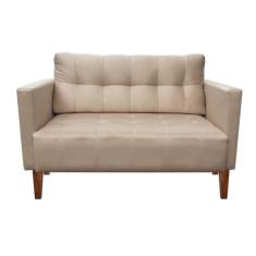 Sofá Retrô Namoradeira 2 Lugares Livia Suede Bege - D'Rossi