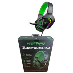 Fone Headset Gamer Viper Pro Rgb Naja VI404 Preto/verde