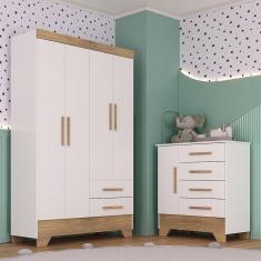 Quarto Infantil Guarda Roupa 4 Portas e CÃ´moda Catavento Rodial