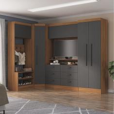 Guarda-roupa Modulado Viena 5 Portas 6 Gavetas 4 Peças Espresso Móveis