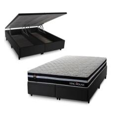 Conjunto Box Baú Durham Preto 158x198x67 c/ Molas Ensacadas - King Hou