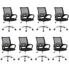Kit 8 Cadeiras Dot para Escritório Diretor com Rodízios Manchester Light Preto