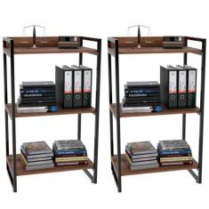 Kit 02 Estantes com 3 Prateleiras Escritório Estilo Industrial Form 10