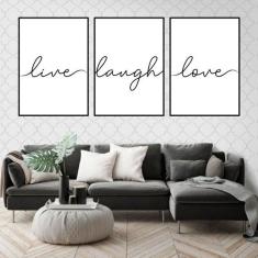 Kit 03 Quadros Decorativos Live Laugh Love 45x34Cm