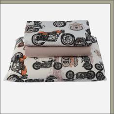 Jogo de Cama Lençol em Malha Solteiro Moto 3 Peças - Bege