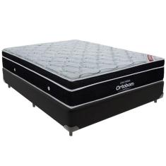 Cama Box Preto E Colchão Elegant Molas Ensacadas Casal Ortobom
