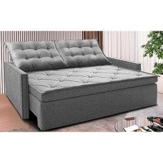 Sofá Sem Caixa Retrátil e Reclinável 1,85m Cama Inbox Flat Linho Cinza Claro