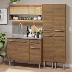 Armário De Cozinha Compacta 169cm Com Pia Rustic Emilly Madesa 14 Rustic