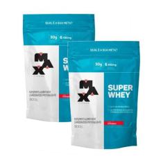 Kit 2X Super Whey Protein Morango 900G Max Titanium