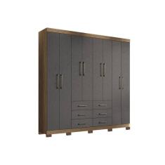 Guarda Roupa Casal 8 Portas e 6 Gavetas c/ Pés Liverpool Jatoba/Grafitte - Santos Andirá