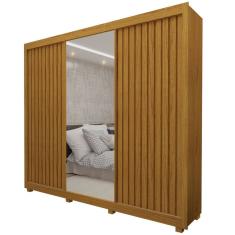 Guarda Roupas casal Gelius Royale 3 portas de correr com espelho – Naturale