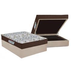 Cama Box Baú Casal: Colchão Espuma Ortobom D45 / EP ISO 150 Mega Firme + Base CRC Suede Clean(138x188)