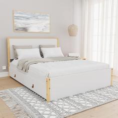 Cama Casal 4 Gavetas Íris Cabecasa Madeiramadeira Branco/Natural