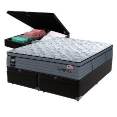 Cama Box Baú Preto e Colchão King Lavish Molas Ensacadas Sealy