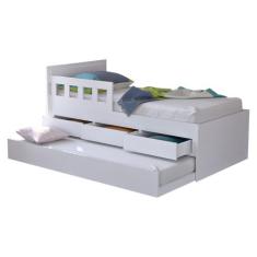 Bicama Infantil com Grade 3 Gavetas Faces F04 Branco - Mpozenato, Bran