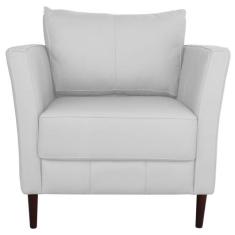 Poltrona Decorativa Sala de Estar Pés Palito Lubbock Couro Branco G58 