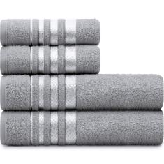 Jogo de Toalhas de Algodão 4 Peças Banho e Rosto Karsten - Emcompre