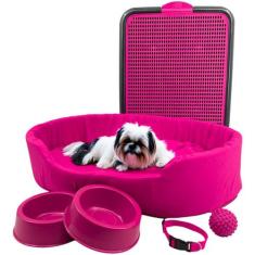 Kit Pet Médio Cama Europa Sanitário Comedouro Coleira Bola - Supri Pet