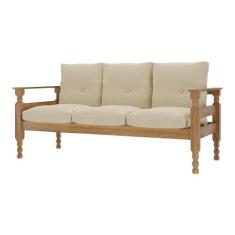 Sofá 3 Lugares Madeira Maciça Liz Multimóveis VCR7000, Bege