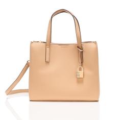 DKNY Bolsa de mão casual clássica de couro moderno, Cappuccino, One Size