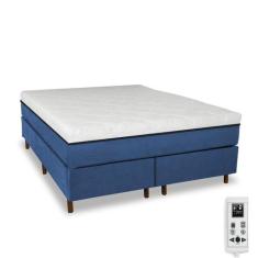 Cama Box e Colchão Magnético Massageador - Eco Master - Eco New, Azul,