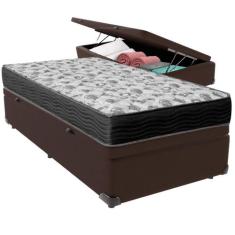 Cama Box Baú e Colchão ISO100 Espuma D33 Solteiro Ortobom,  Marrom