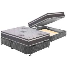 Cama Box Baú Casal: Colchão Espuma D33 Polar Pérola Premium Euro Pillow + Base Gray(138X188)