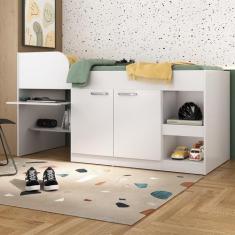 Cama Solteiro Multifuncional para Colchão 188 x 78cm com 2 Portas e Es