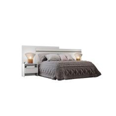 Painel Cama Box Madeirado Casal Prime c/ 2 Mesas e 2 Gavetas Branco - Novo Horizonte