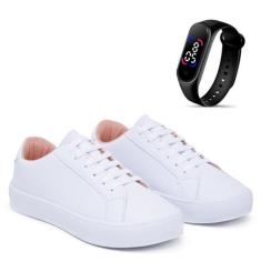 Kit Tênis Casual Feminino Soft Feet Leve e Macio + Relógio Touch Digit