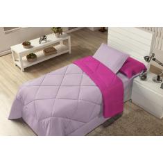 Kit Edredom Solteiro Dupla Face Ternura 04 peças - Pink/ Rosa - Casa C