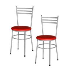 Jogo 2 Cadeiras Para Cozinha Epoxi Cinza - Lamar Design, Vermelho