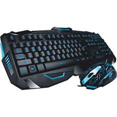 Teclado e Mouse Gamer Com Hotkeys Multimidia LED Azul Multilaser - TC195