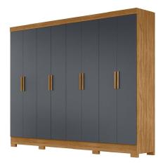 Guarda Roupas Casal 8 Portas 4 Gavetas Diplomata Moval Freijó-Cinza