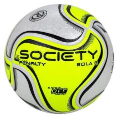Bola de Futebol Society Penalty 8 X, Prata e Verde limão, Único