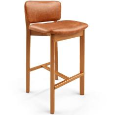 Banqueta Alta Para Cozinha Sala de Jantar Bar Dara L02 Couríssimo Camel - Lyam Decor