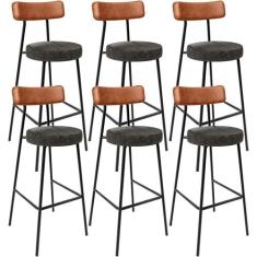 Kit 06 Banquetas Alta Cozinha Sala De Jantar Milão L02 material sintét