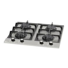 Cooktop A Gás Fischer 4 Bocas Platinium Com Trempe De Ferro Fundido Mesa Aço Bivolt