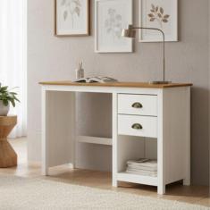 Escrivaninha Mesa Escritório 2 Gavetas Topázio 100% Madeira Maciça - F