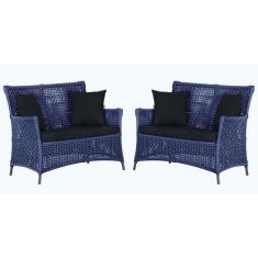 2 Sofás Área Externa Igapó Alumínio Pintura Marrom Corda Náutica Estof