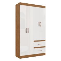 Guarda Roupa Solteiro CR35209 4 Portas de Bater 2 Gavetas MDP Off White-nogueira
