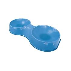 COMEDOURO PLAST. POP GATO DUPLO 190 ML (AZUL)