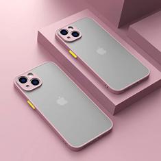 Capa de telefone fosca de luxo à prova de choque para iPhone 14 13 Pro Max 12 11 Pro Max XS Max XR X 8 7 Plus Capa protetora de silicone transparente, rosa, para iPhone 14