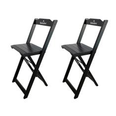 Kit 2 Banquetas Bistrô Dobrável Madeira Hei Preta Cor: Preto
